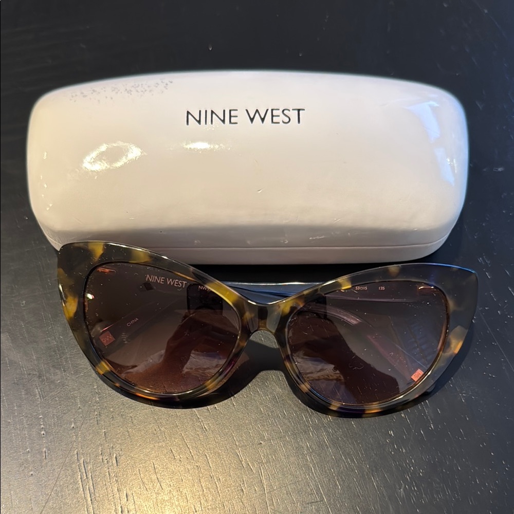 Nine West Tortoise and Navy Blue Cat Eye Sunglasses